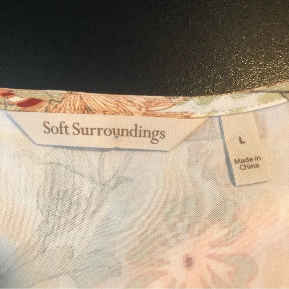 Soft Surroundings Tunic Floral Large Multicoloured Short Sleeves Pleated Blouse - Picture 2 of 10